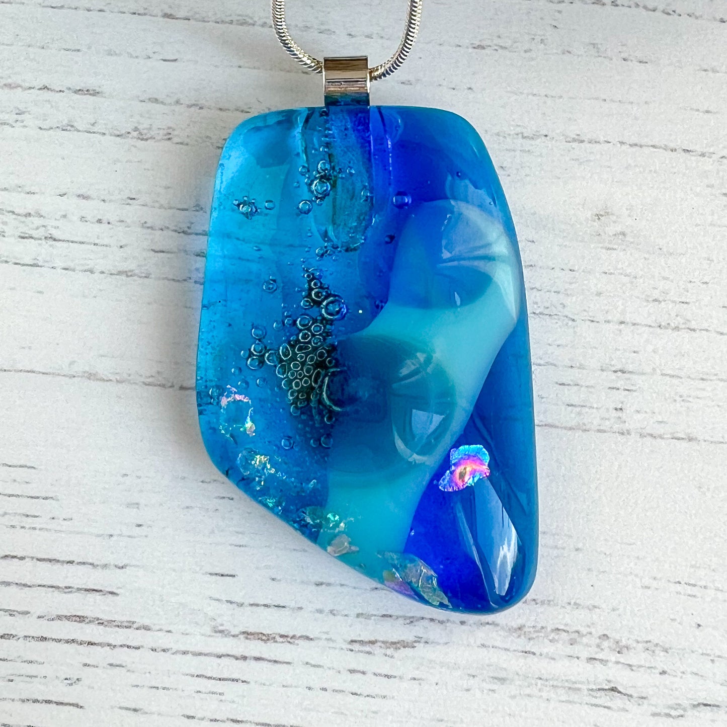 Sea Dichroic Glass Necklace Thirteen
