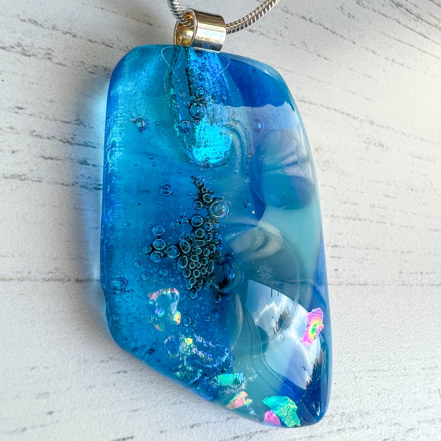 Sea Dichroic Glass Necklace Thirteen
