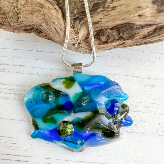 Sea Dichroic Glass Necklace Six