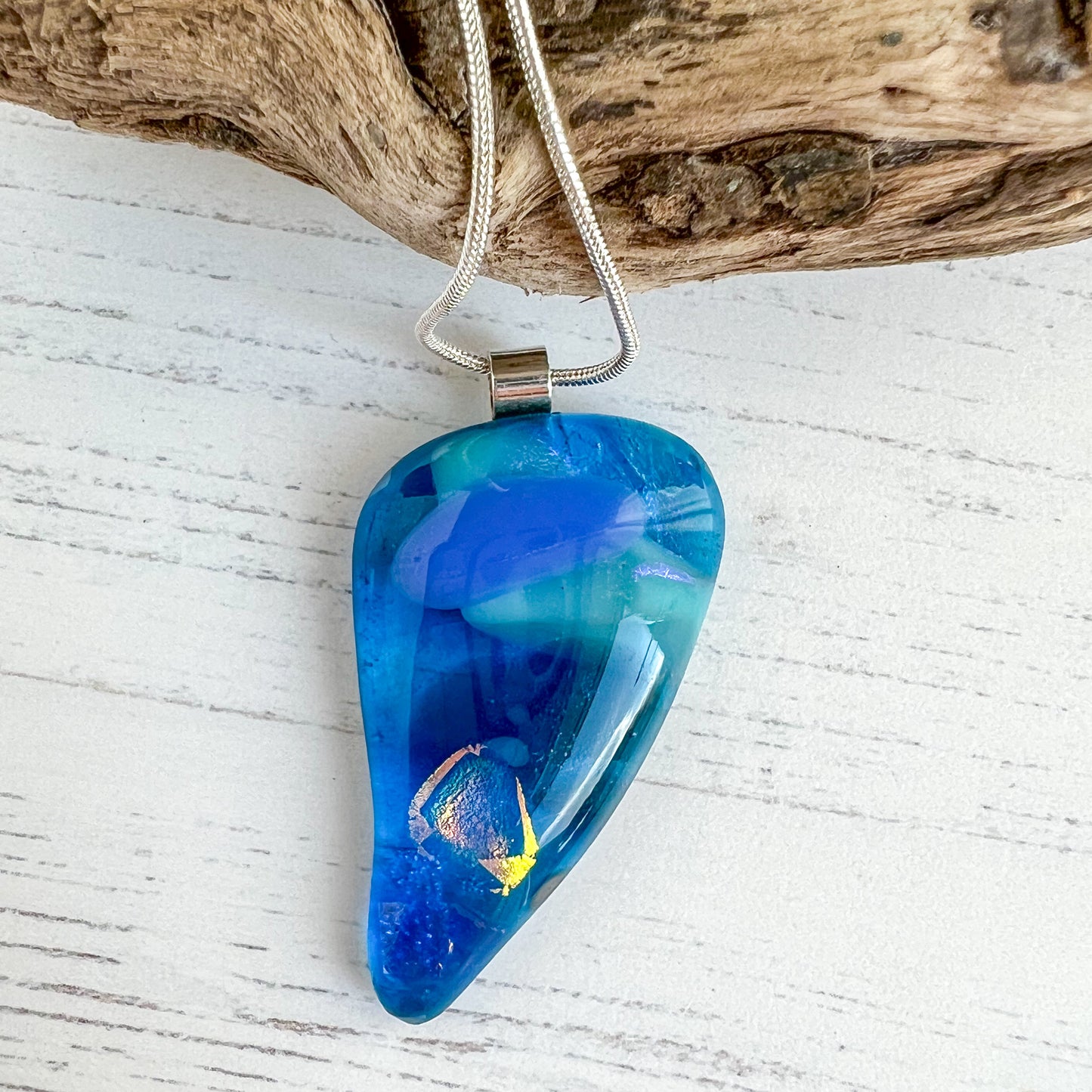 Sea Dichroic Glass Necklace Five