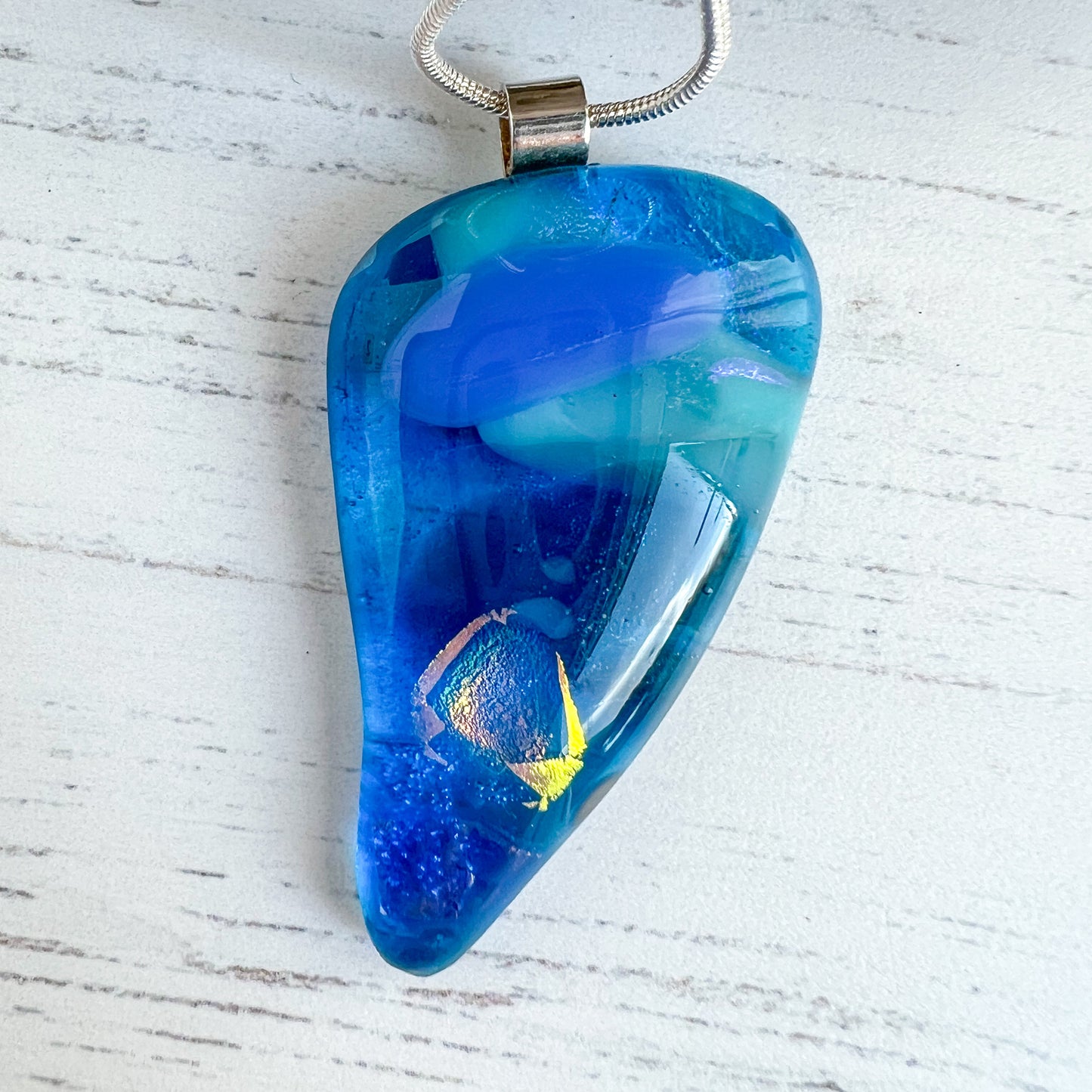 Sea Dichroic Glass Necklace Five