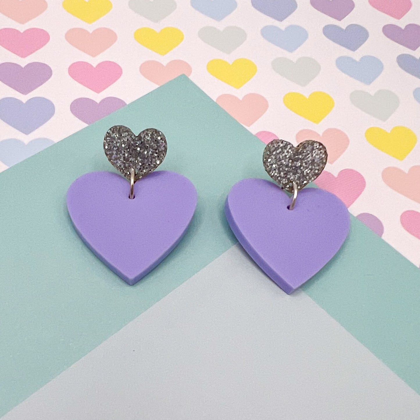 Duo of Hearts Acrylic Earrings