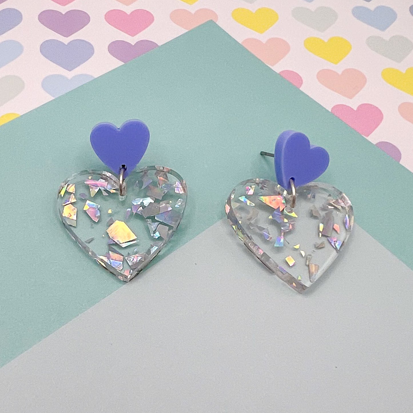 Duo of Hearts Acrylic Earrings