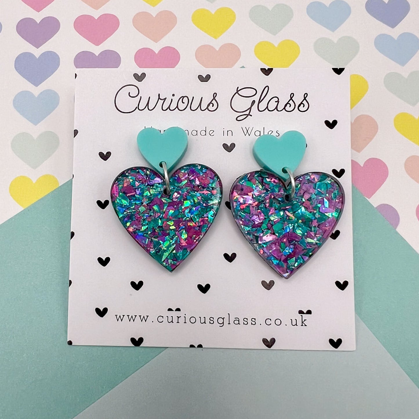 Duo of Hearts Acrylic Earrings
