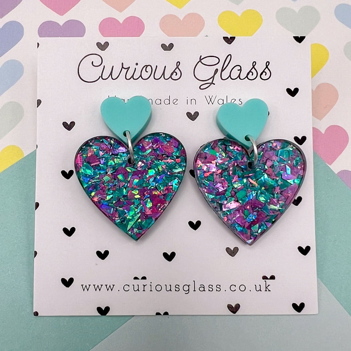 Duo of Hearts Acrylic Earrings