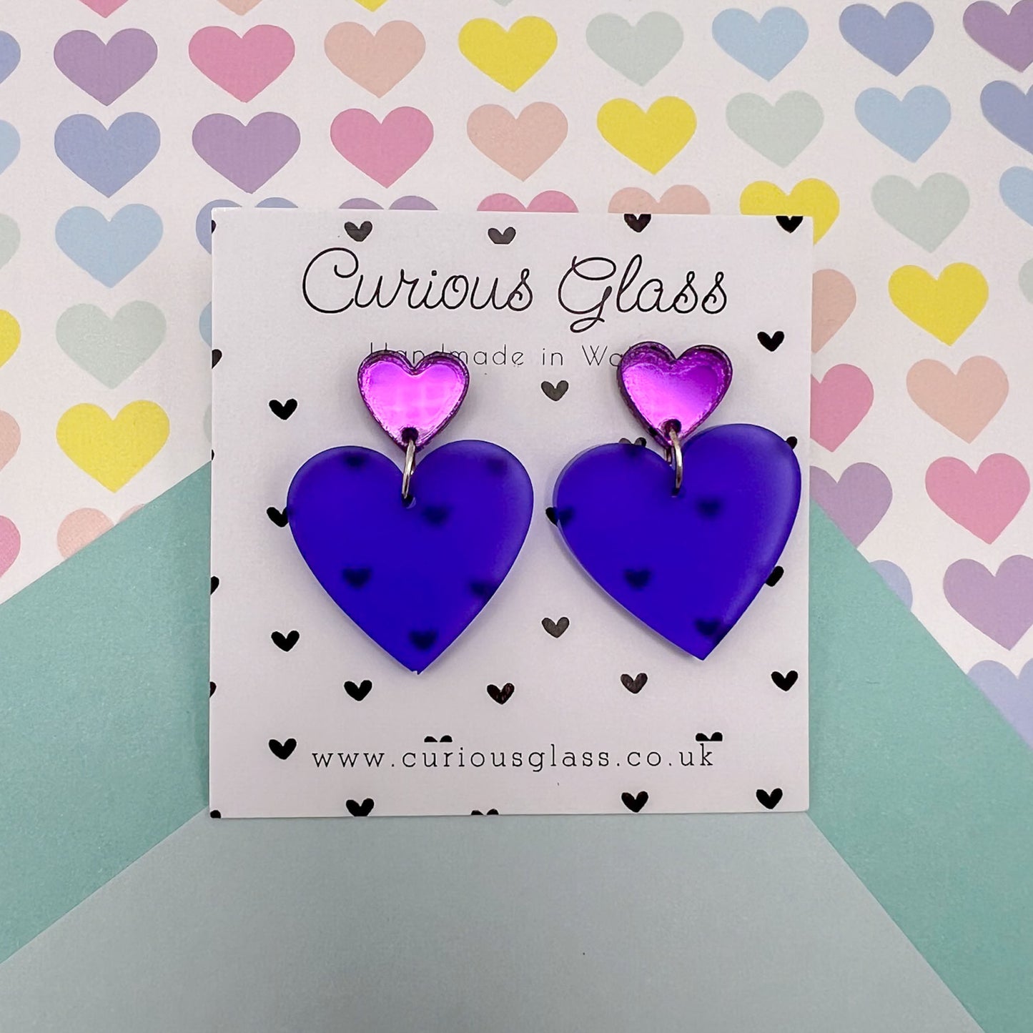 Duo of Hearts Acrylic Earrings