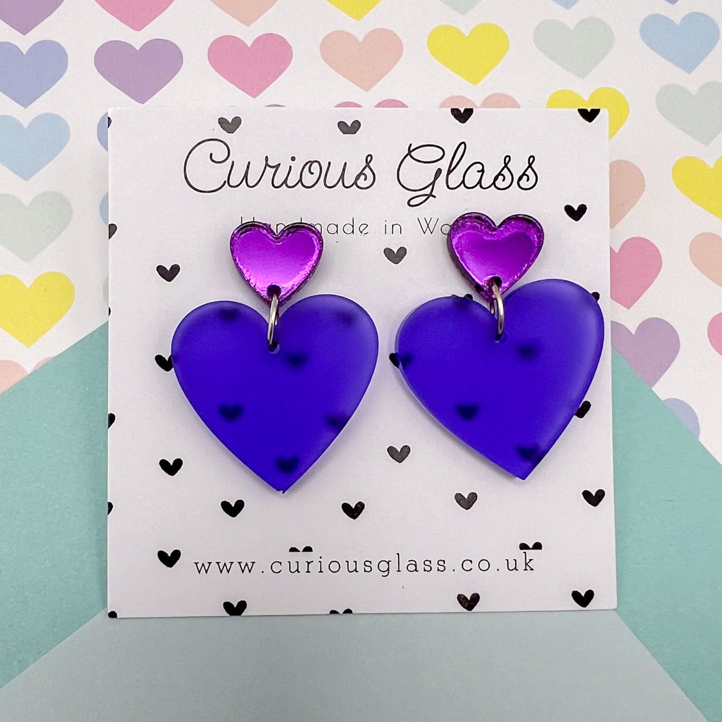 Duo of Hearts Acrylic Earrings