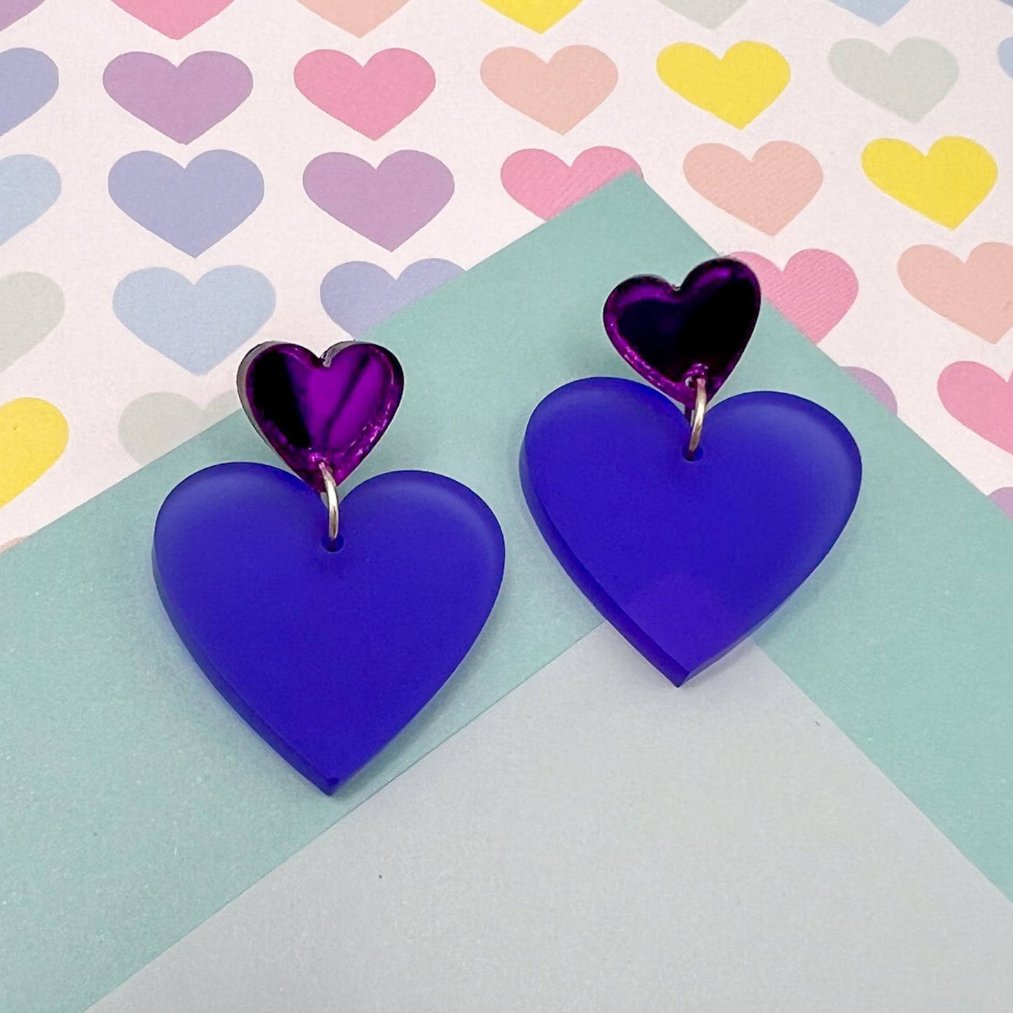Duo of Hearts Acrylic Earrings