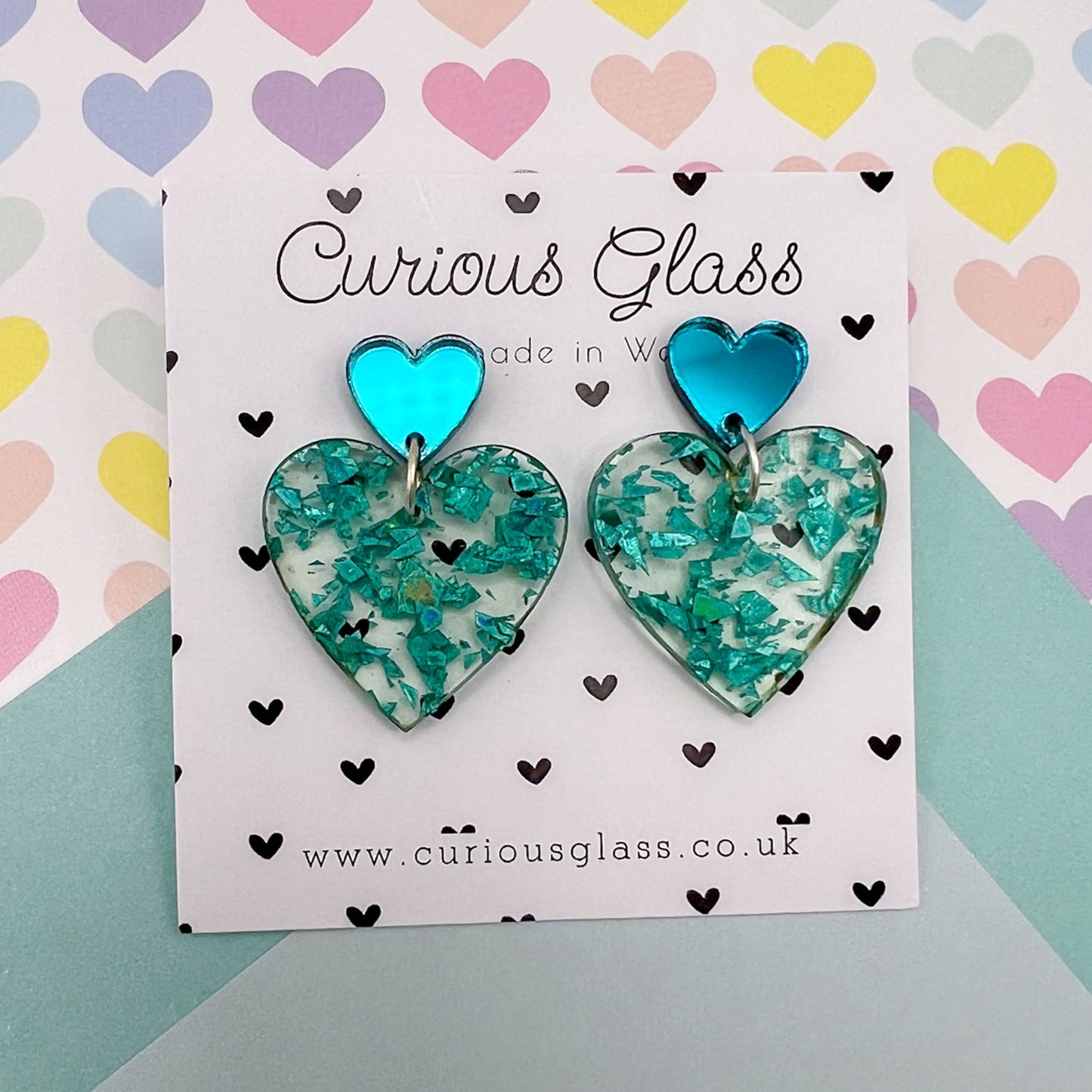 Duo of Hearts Acrylic Earrings