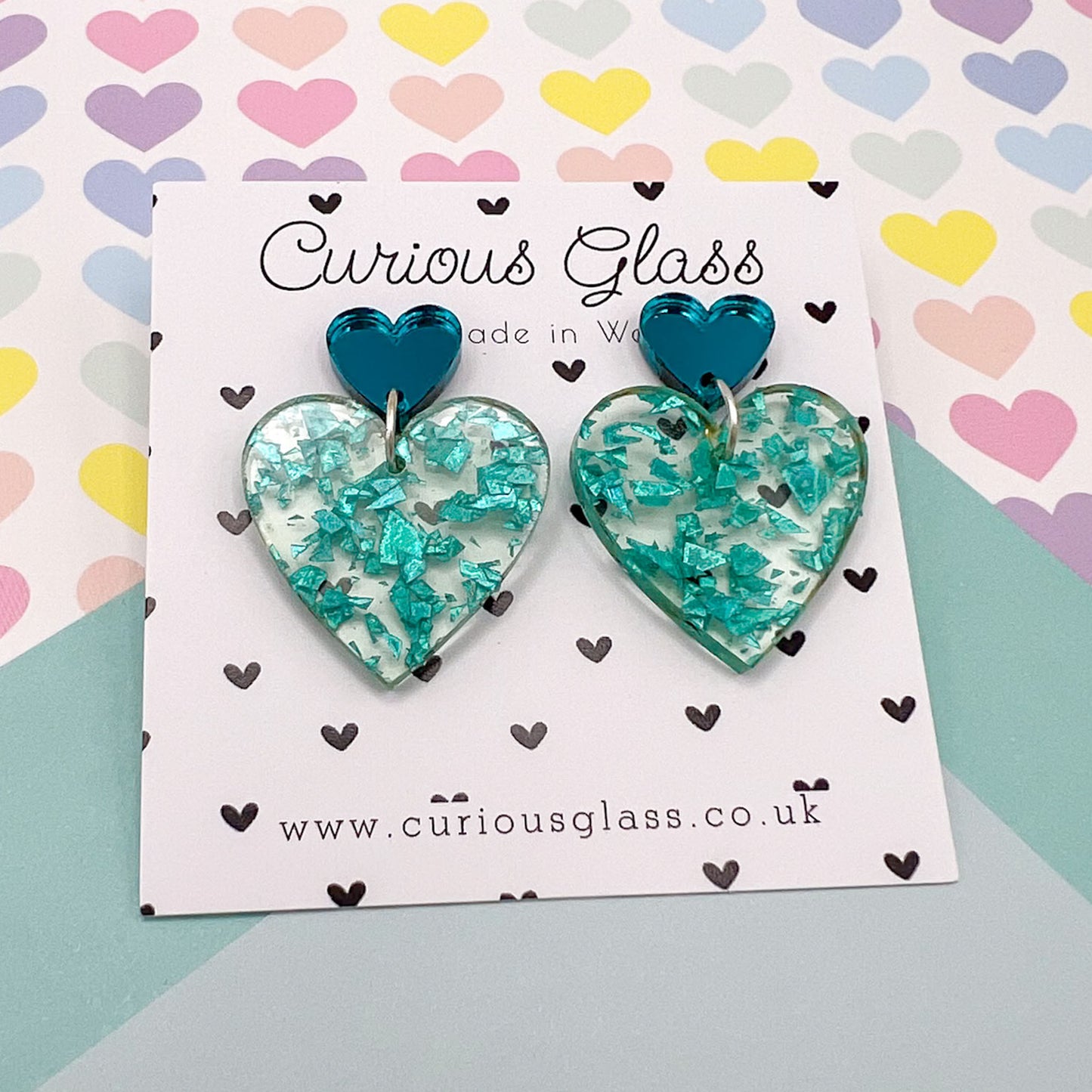 Duo of Hearts Acrylic Earrings