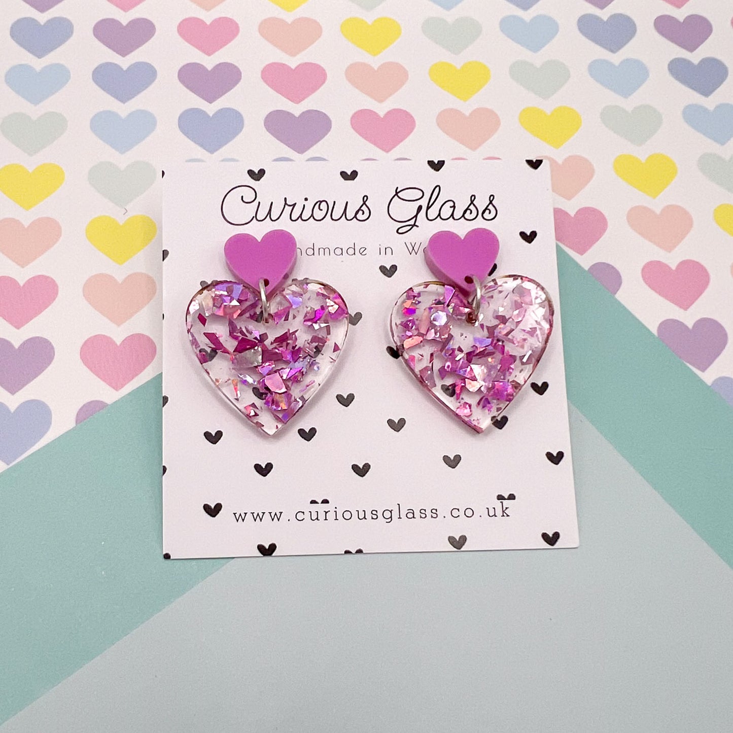 Duo of Hearts Acrylic Earrings