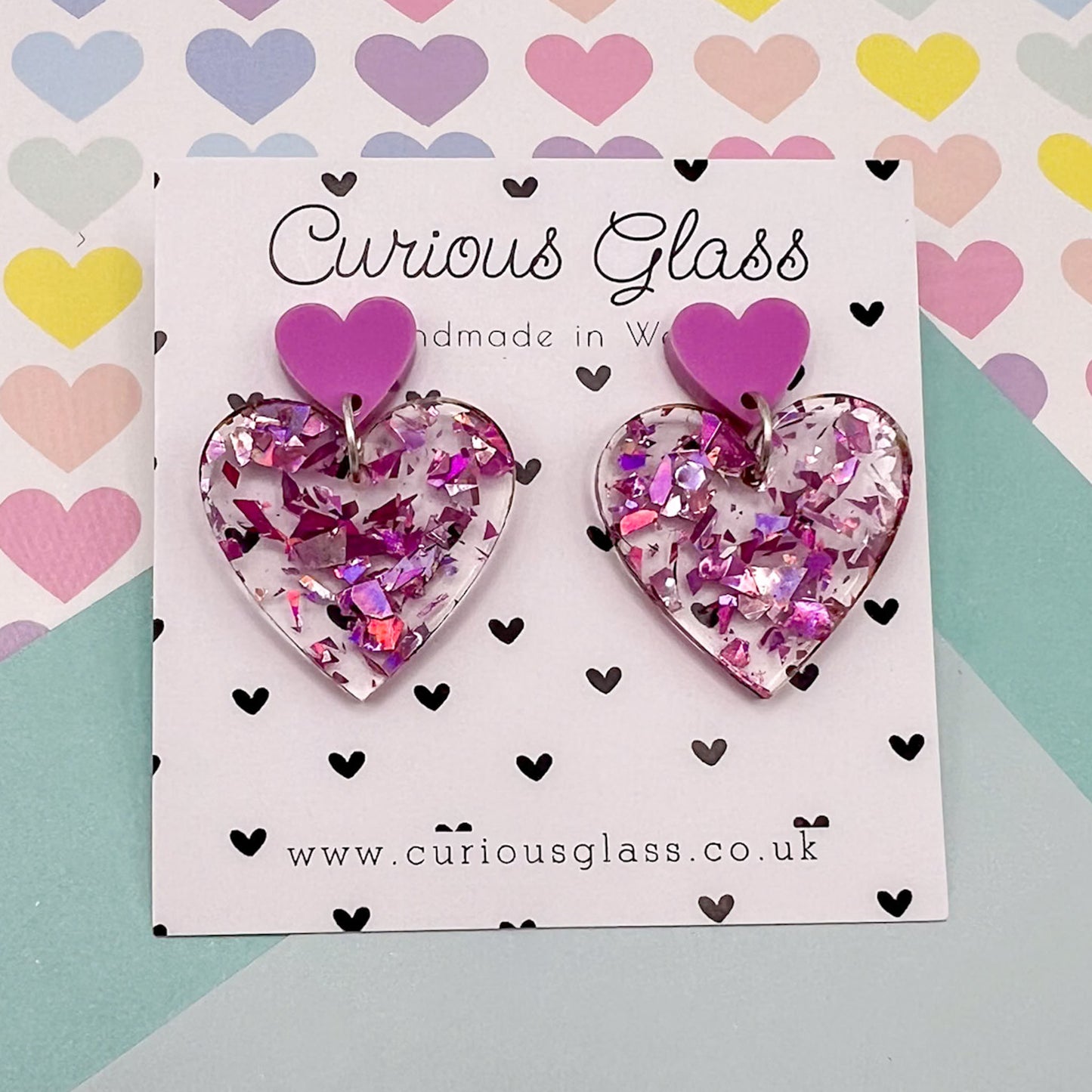 Duo of Hearts Acrylic Earrings