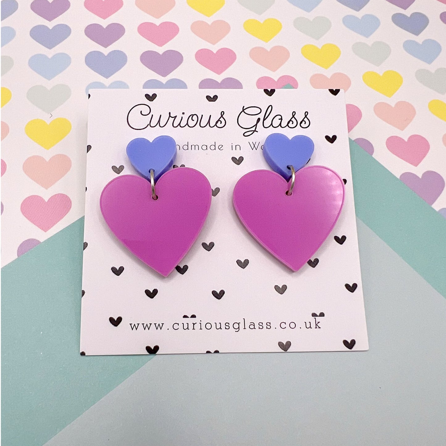 Duo of Hearts Acrylic Earrings