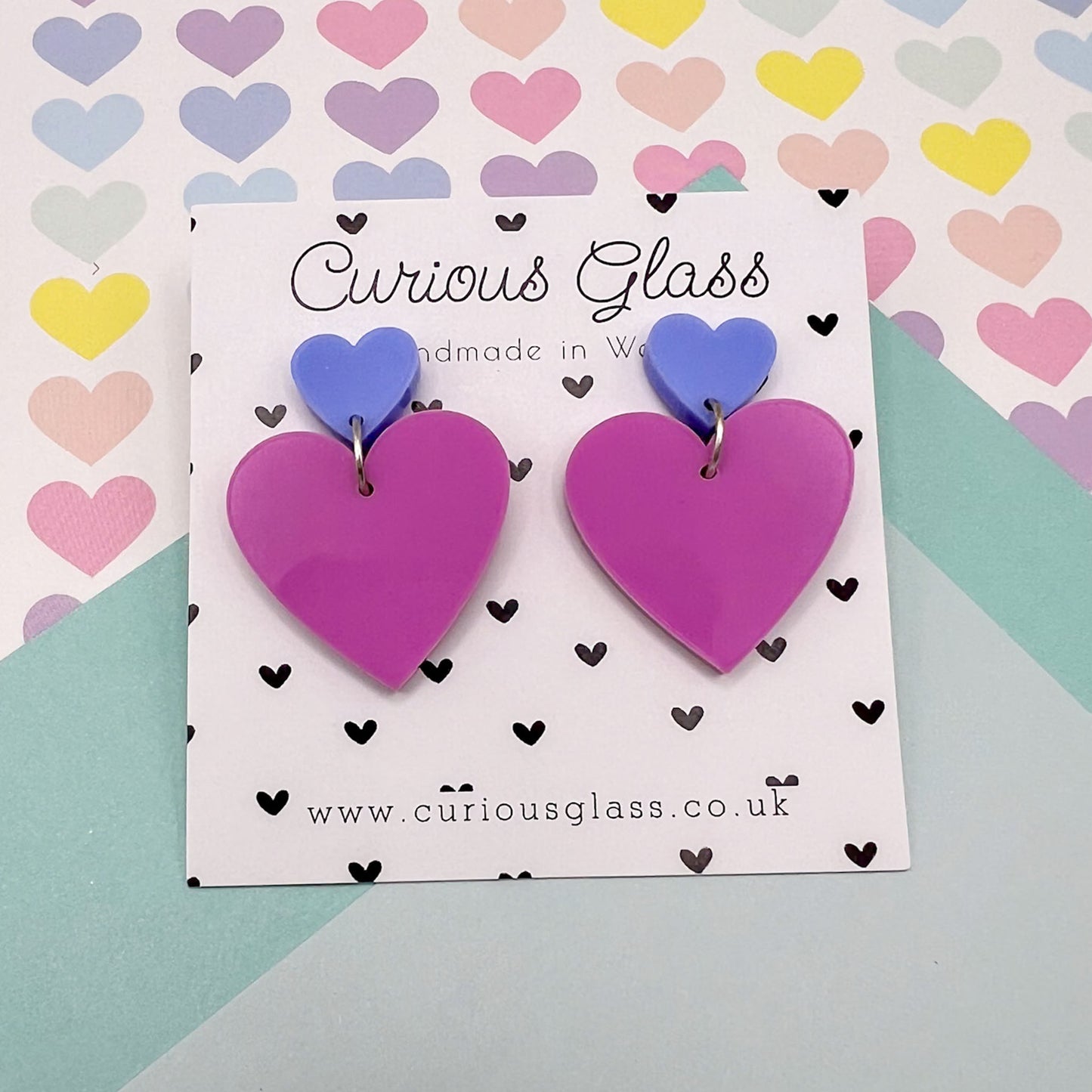 Duo of Hearts Acrylic Earrings