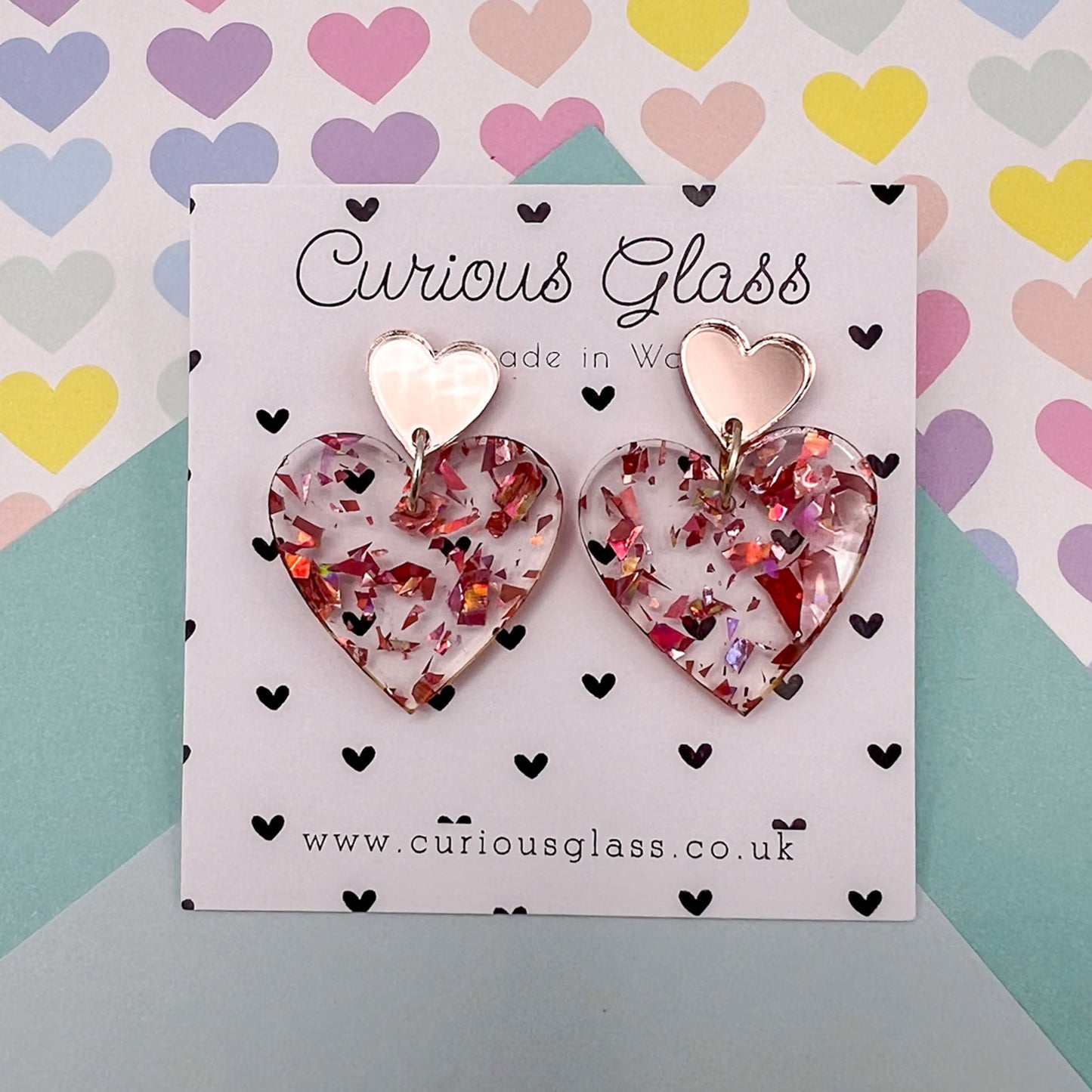 Duo of Hearts Acrylic Earrings