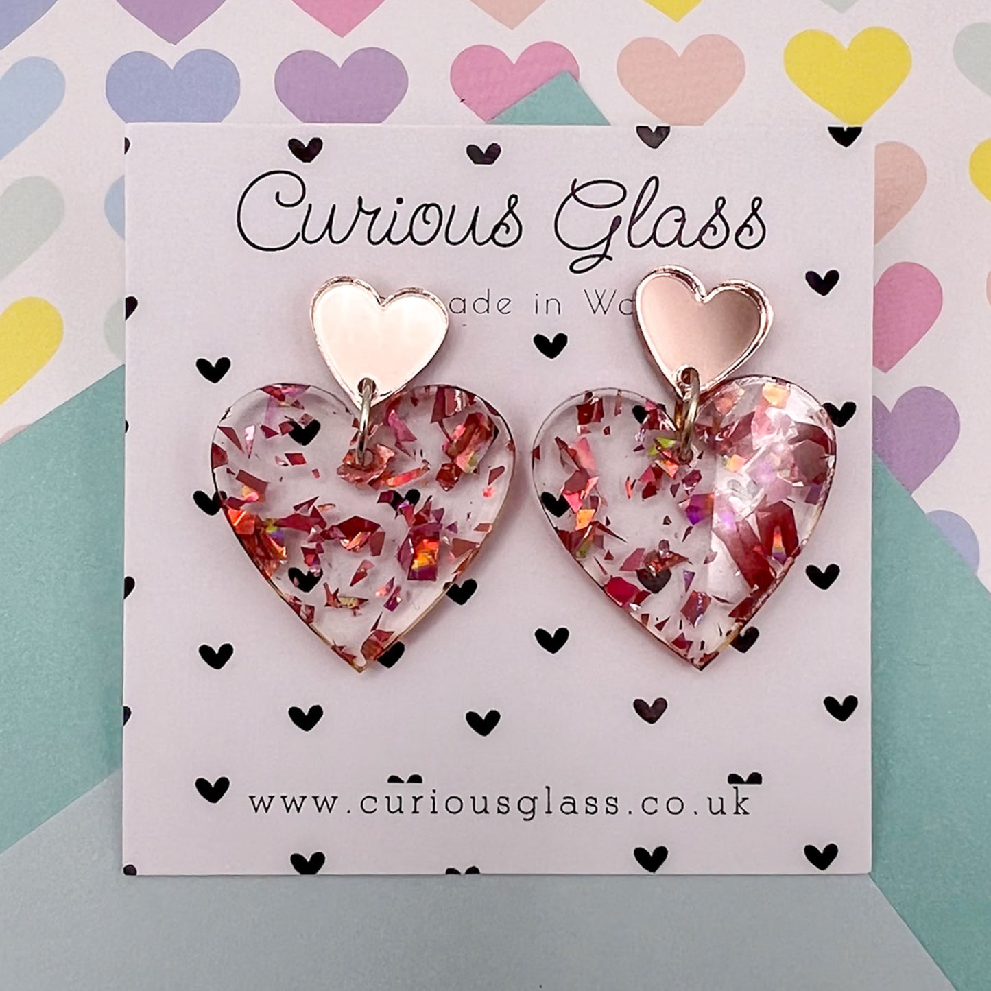 Duo of Hearts Acrylic Earrings