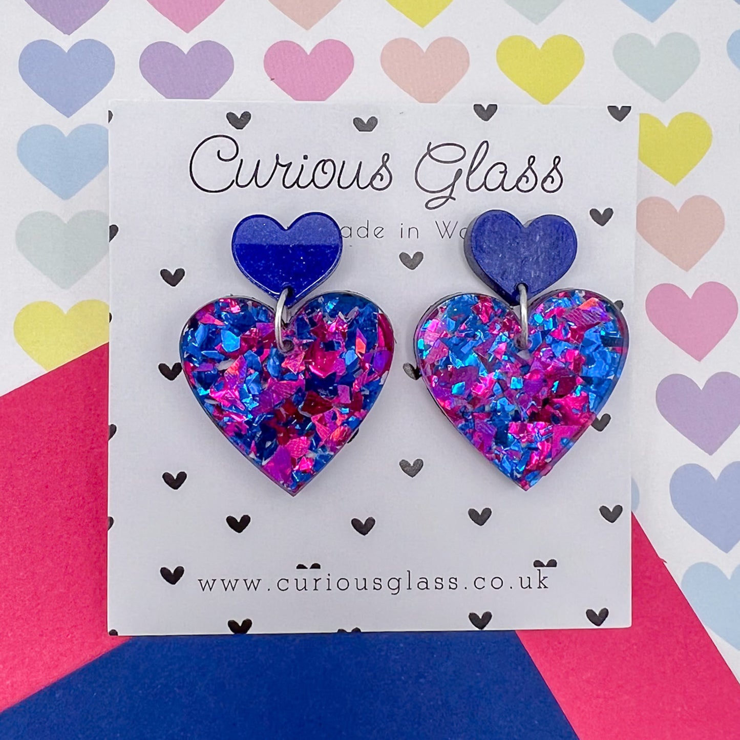 Duo of Hearts Acrylic Earrings