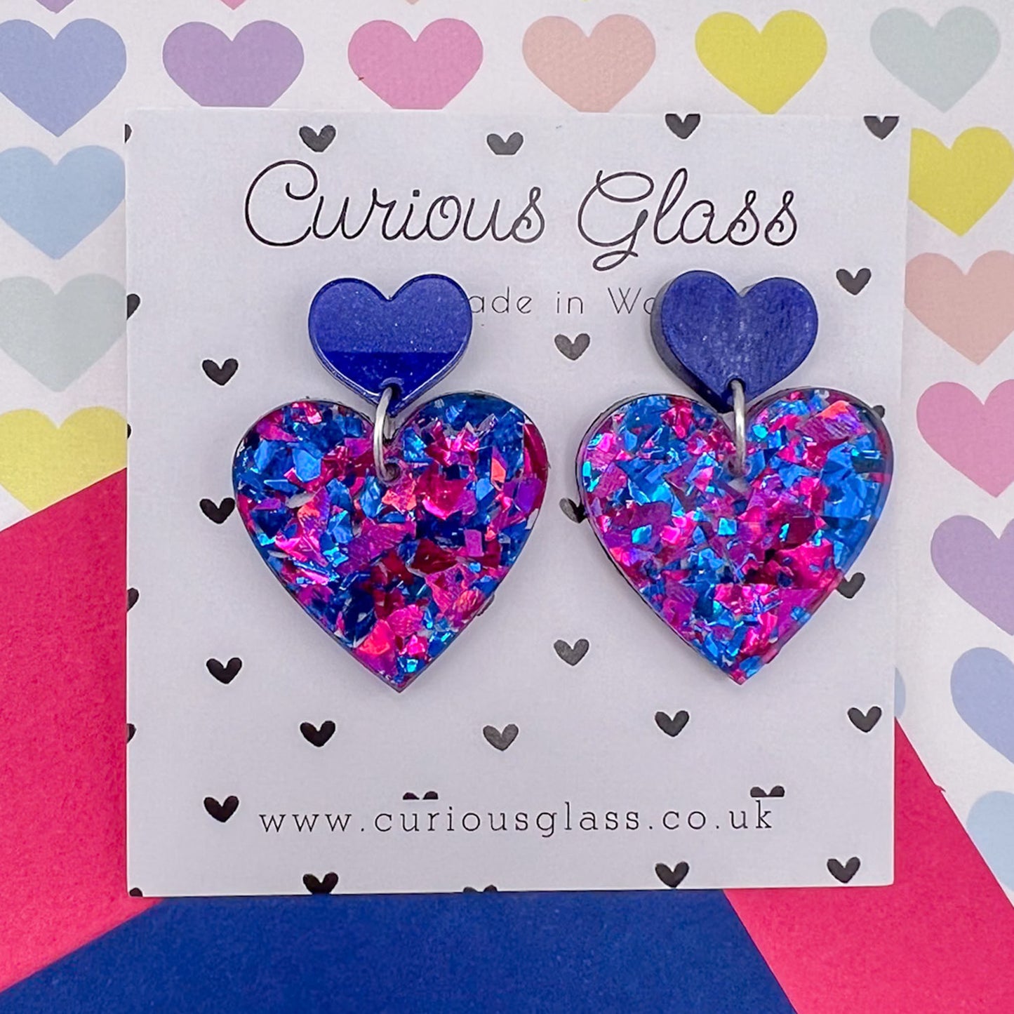 Duo of Hearts Acrylic Earrings