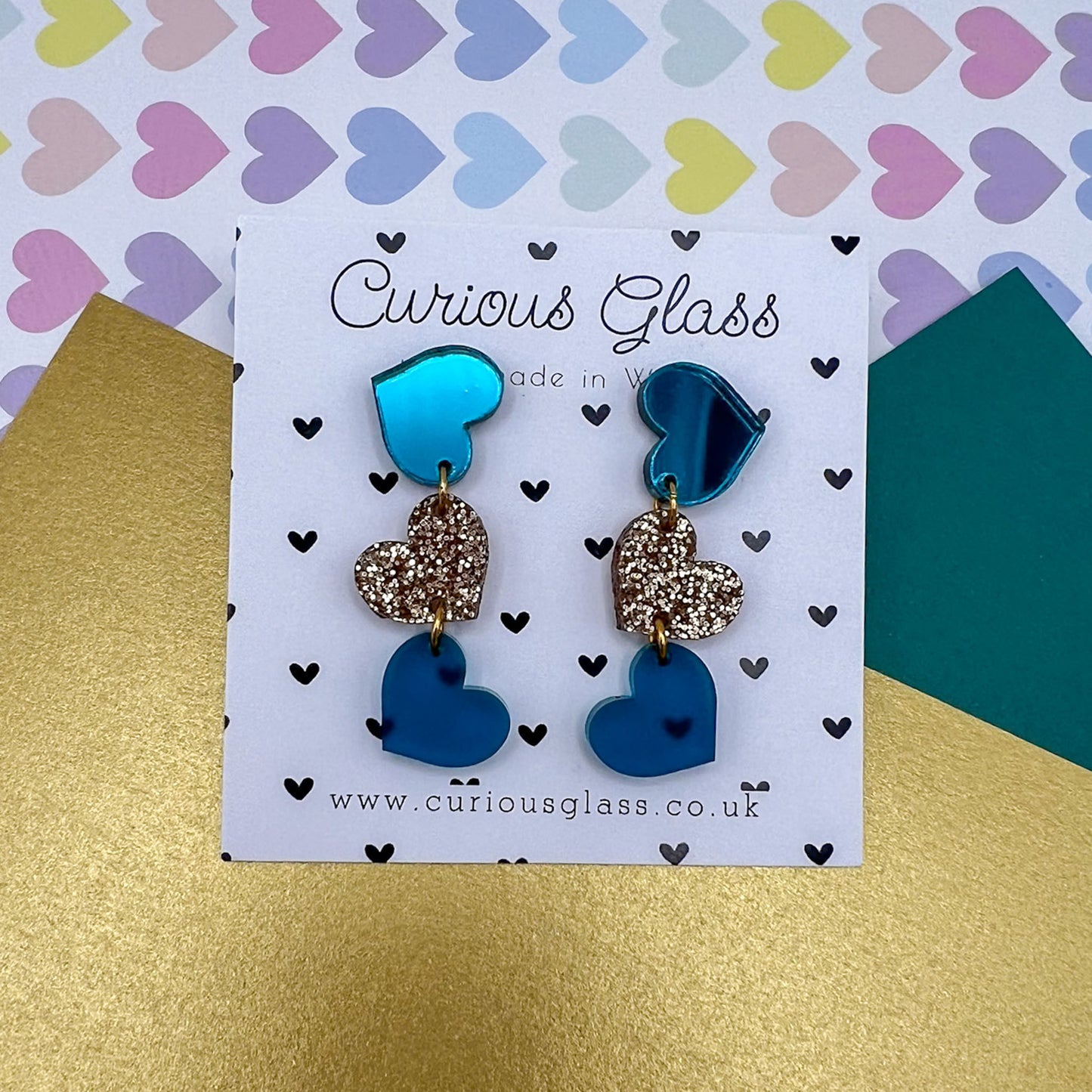 Trio of Hearts Acrylic Earrings
