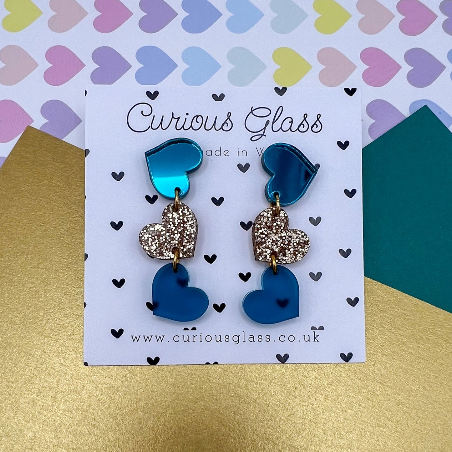 Trio of Hearts Acrylic Earrings