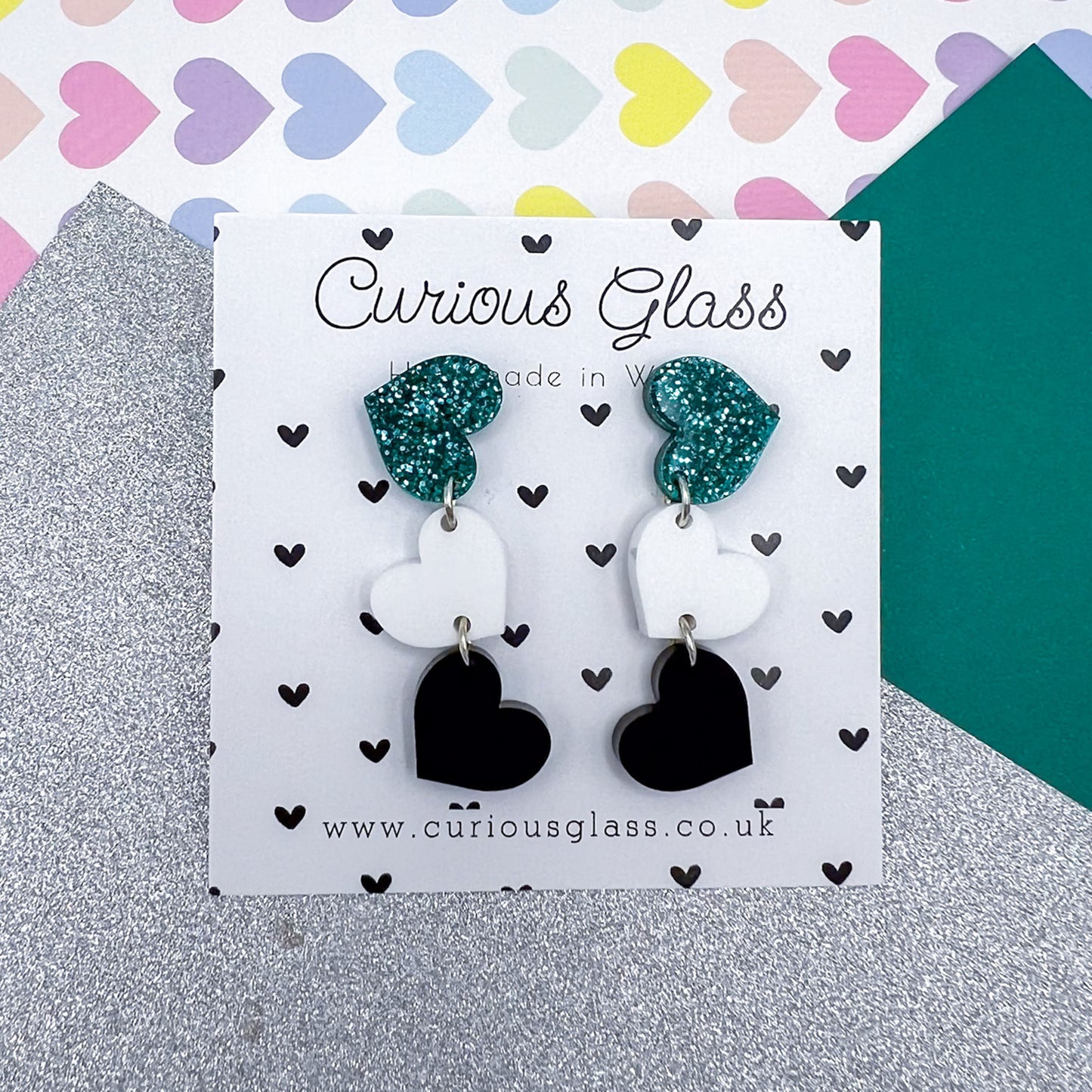 Trio of Hearts Acrylic Earrings
