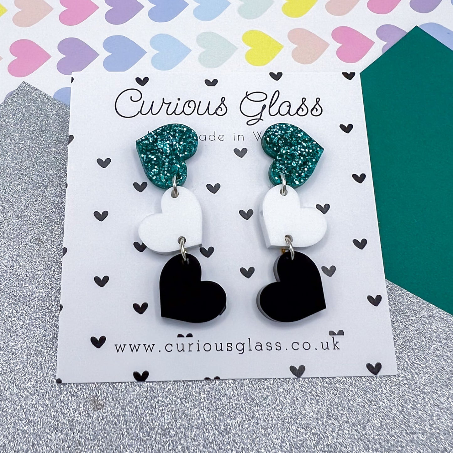 Trio of Hearts Acrylic Earrings