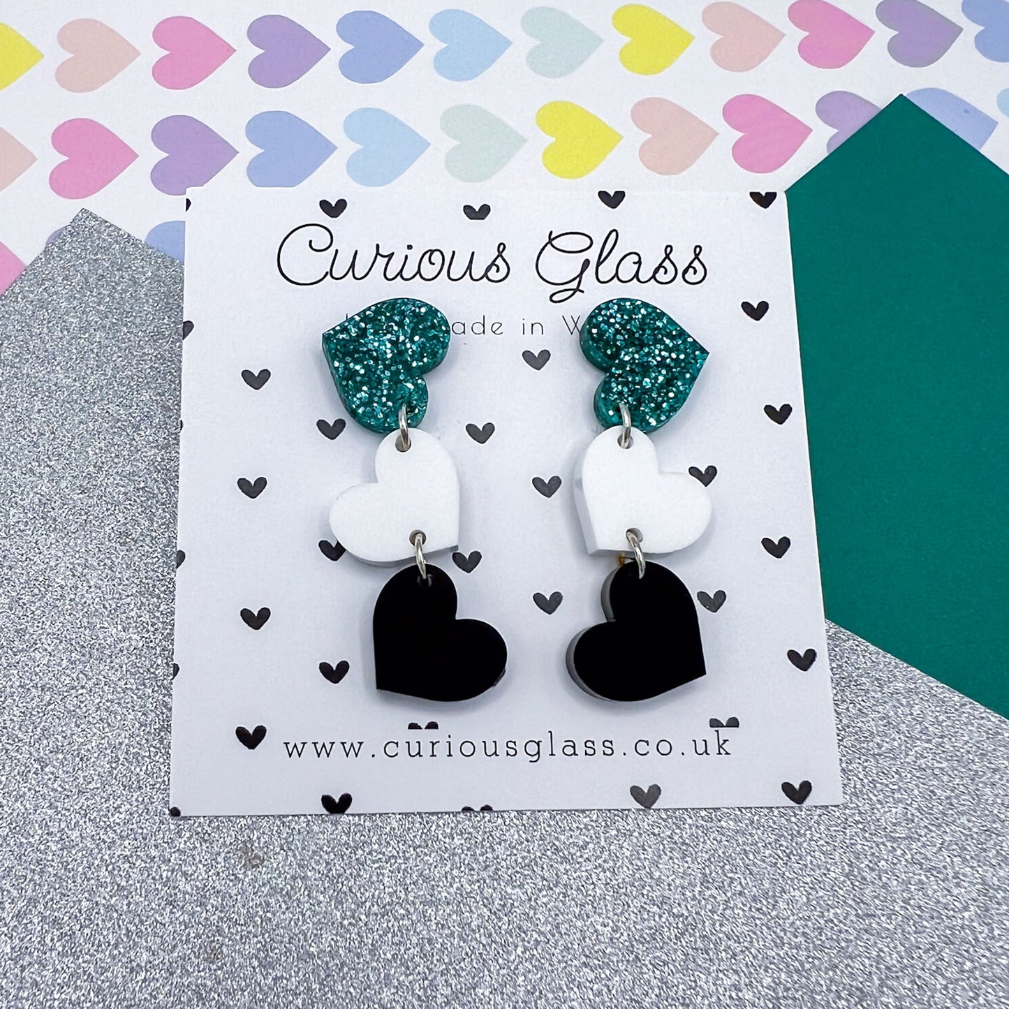 Trio of Hearts Acrylic Earrings