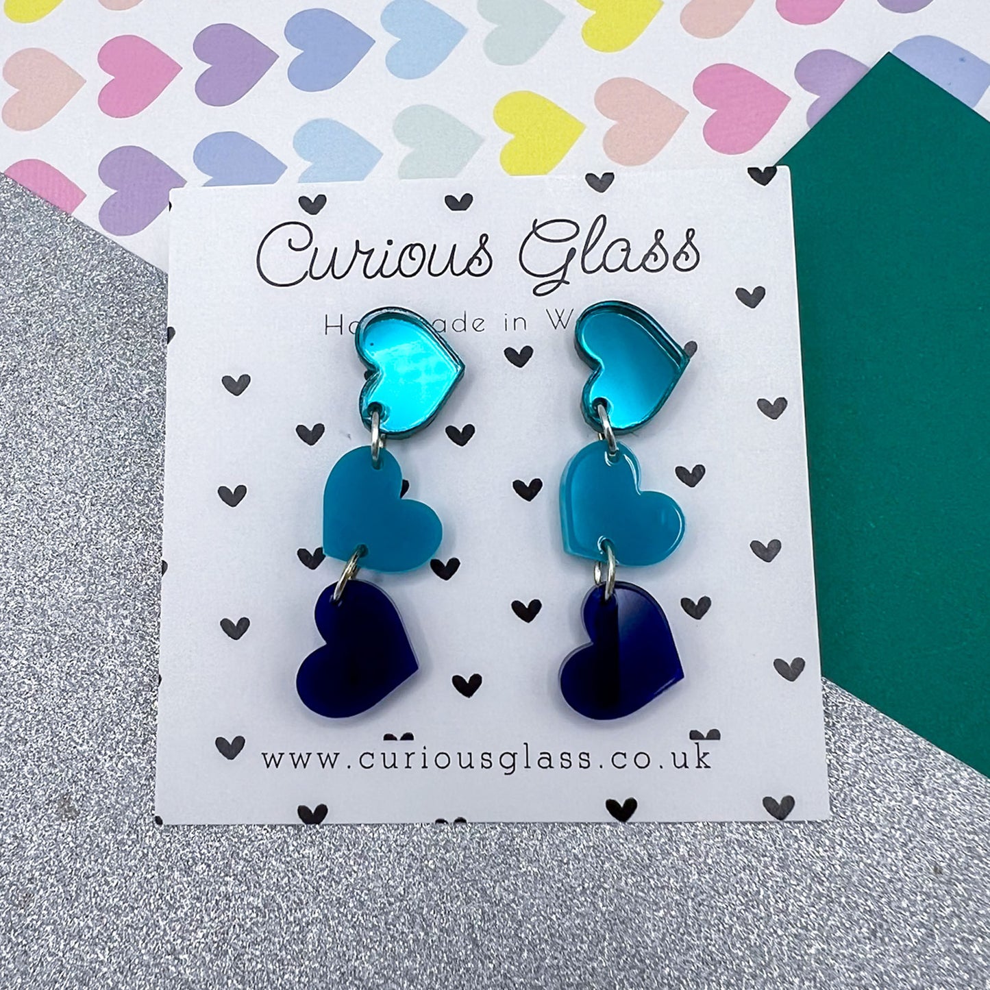 Trio of Hearts Acrylic Earrings