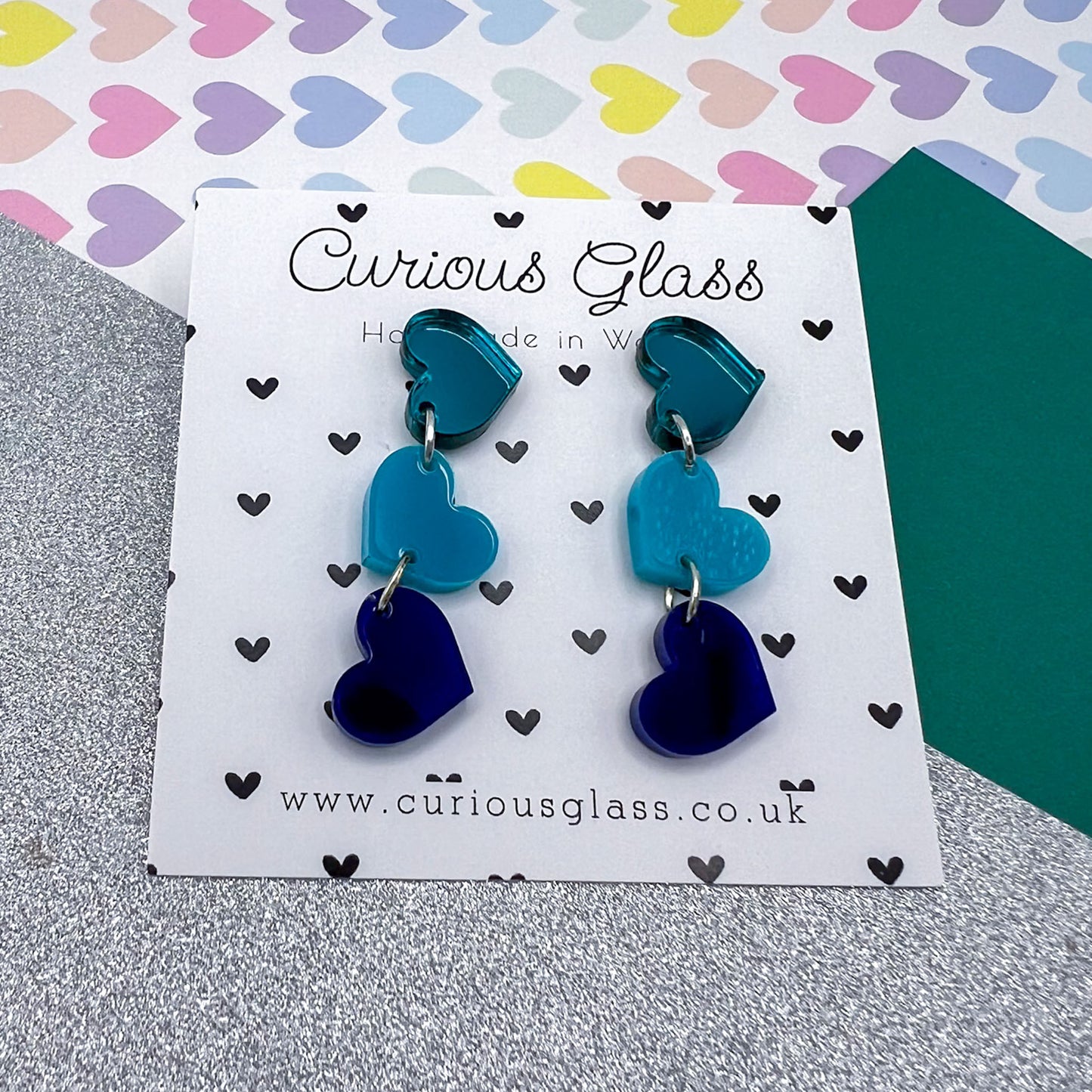 Trio of Hearts Acrylic Earrings
