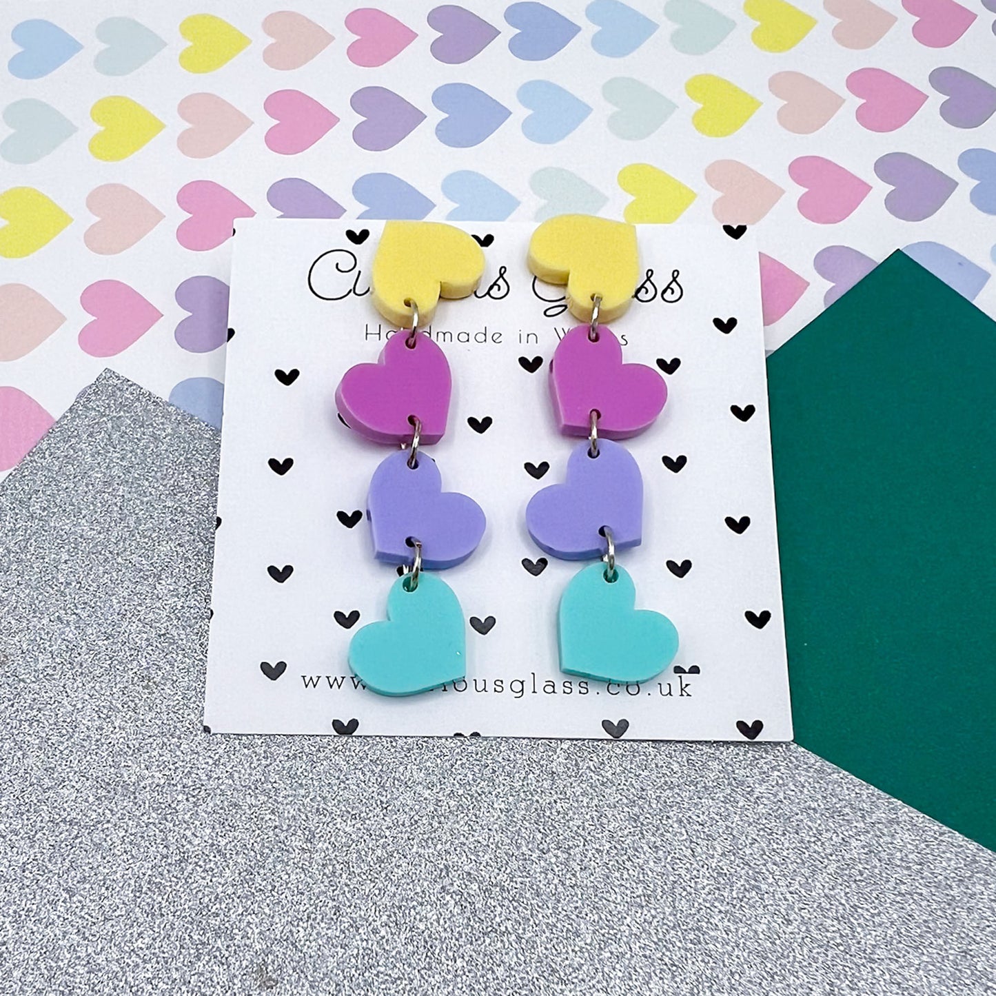 Trio of Hearts Acrylic Earrings