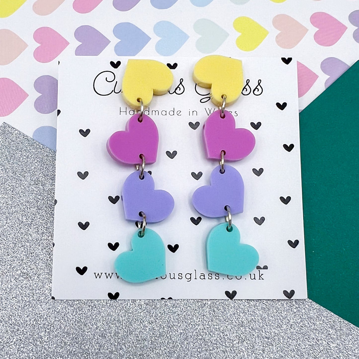 Trio of Hearts Acrylic Earrings