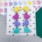 Trio of Hearts Acrylic Earrings