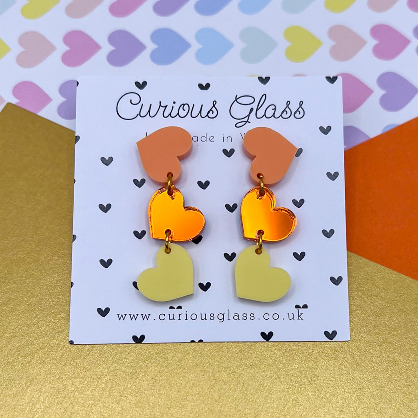 Trio of Hearts Acrylic Earrings