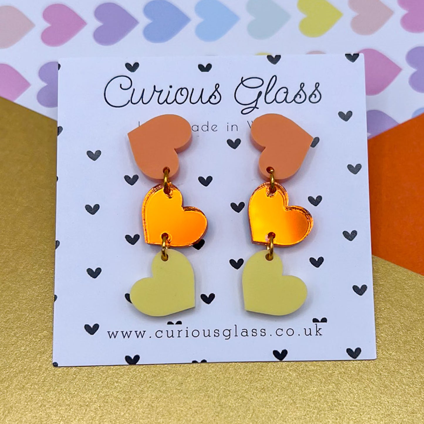 Trio of Hearts Acrylic Earrings