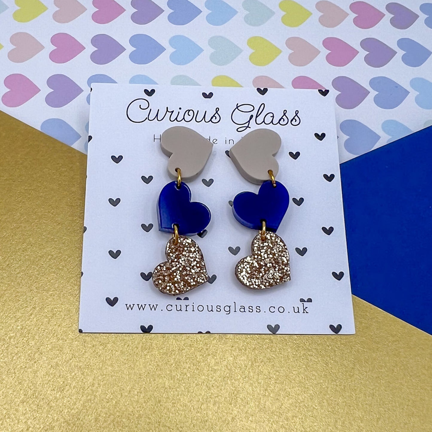 Trio of Hearts Acrylic Earrings
