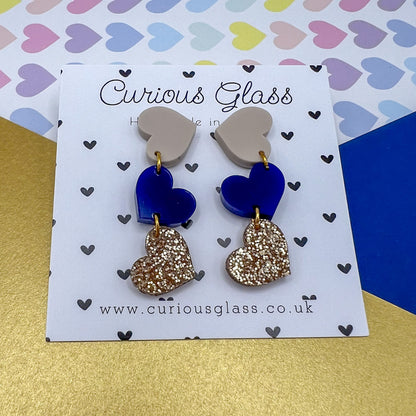 Trio of Hearts Acrylic Earrings