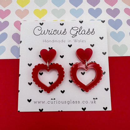 Scalloped Heart Acrylic Earrings