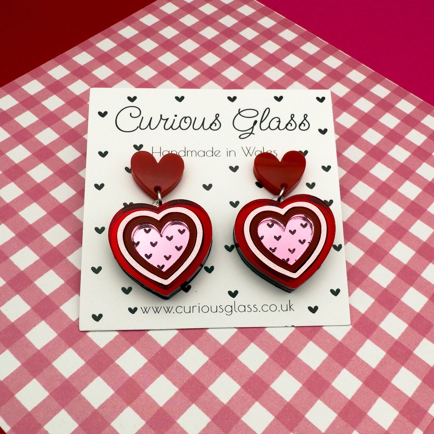Hearts With Hearts Acrylic Earrings