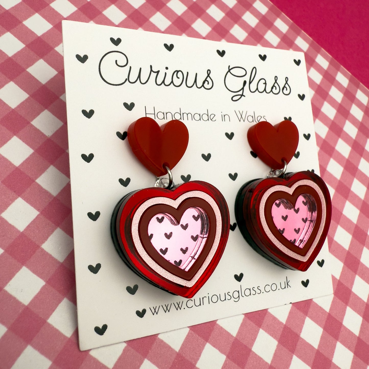 Hearts With Hearts Acrylic Earrings