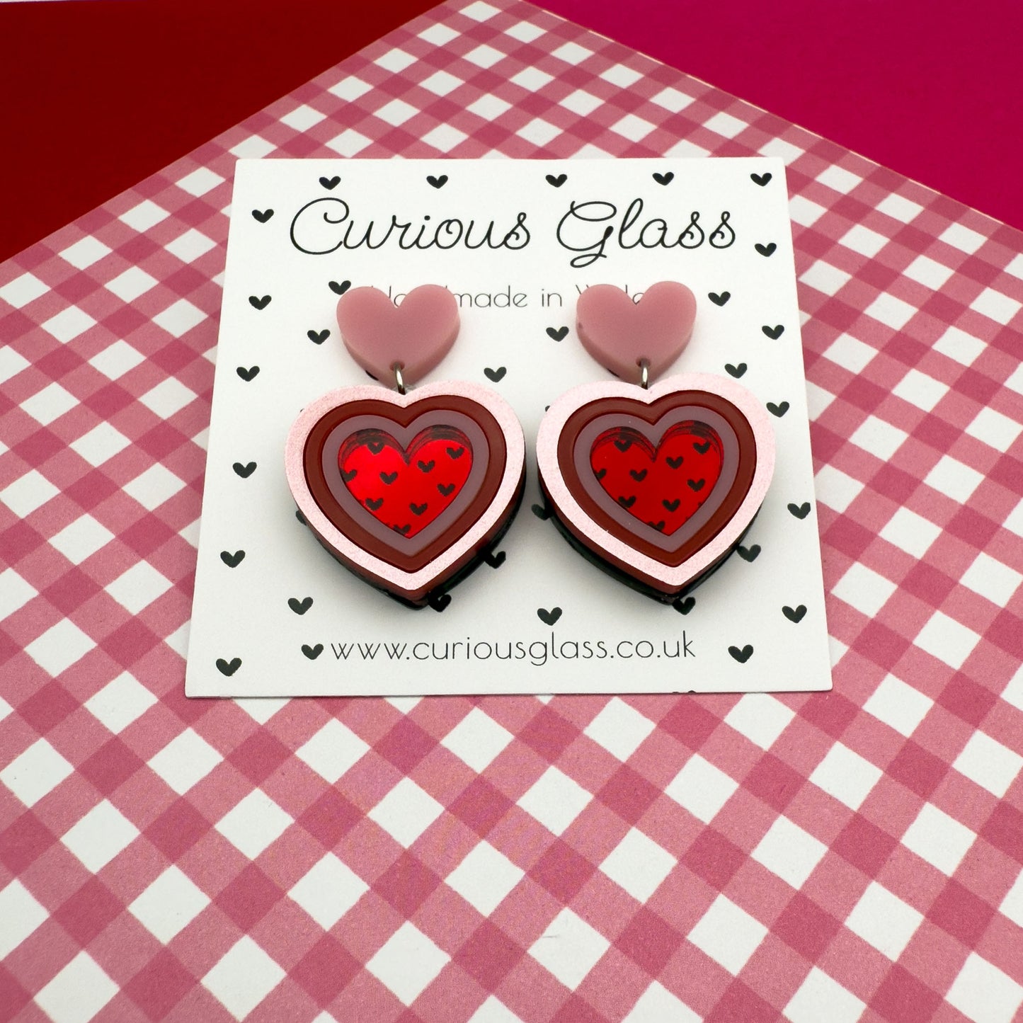 Hearts With Hearts Acrylic Earrings