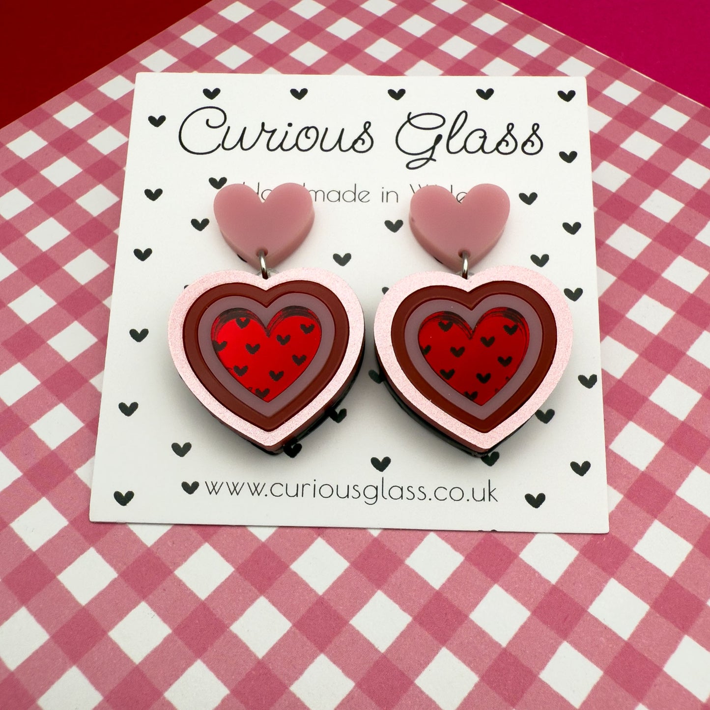 Hearts With Hearts Acrylic Earrings