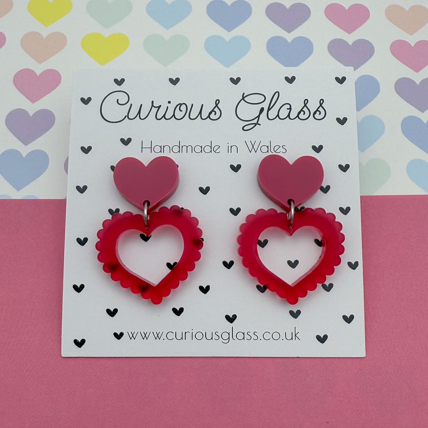 Scalloped Heart Acrylic Earrings