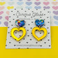 Scallop heart acrylic earrings