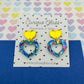 Scallop heart acrylic earrings