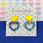 Scallop heart acrylic earrings