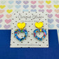 Scallop heart acrylic earrings