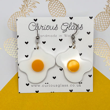 Fried egg acrylic earrings