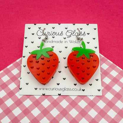 Strawberry acrylic earrings