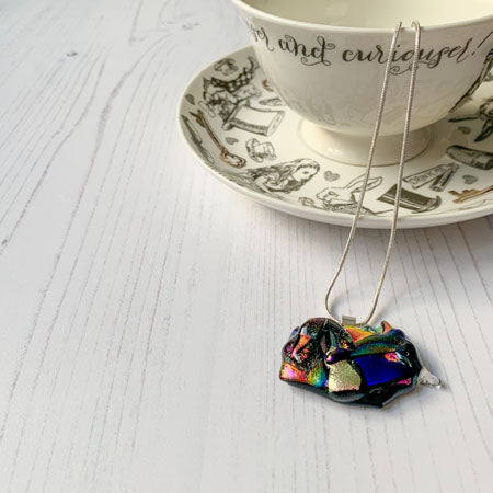 This multicoloured glass necklace is a handmade necklace that is inspired by my favourite style of creating necklaces.