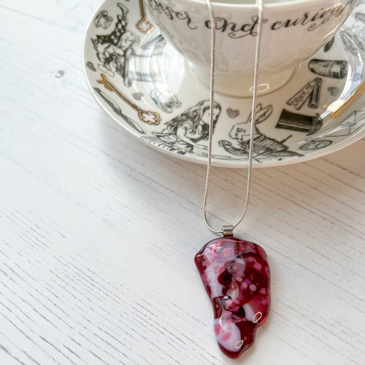 This rose red signature glass necklace is a handmade necklace that is inspired by my favourite style of creating necklaces.